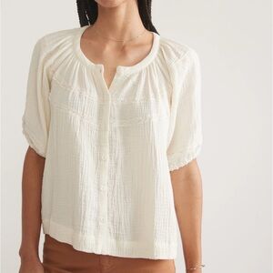 Marine Layer Wren Puff Sleeve Top Antique White M